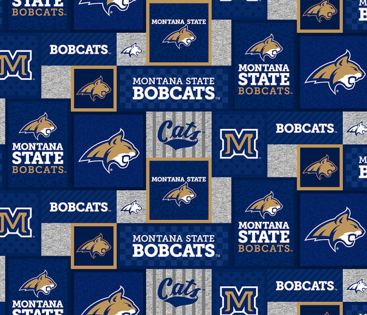 Montana State Bobcats NCAA College Patch Sykel Enterprises Polyester FLEECE Fabric MTS-1177