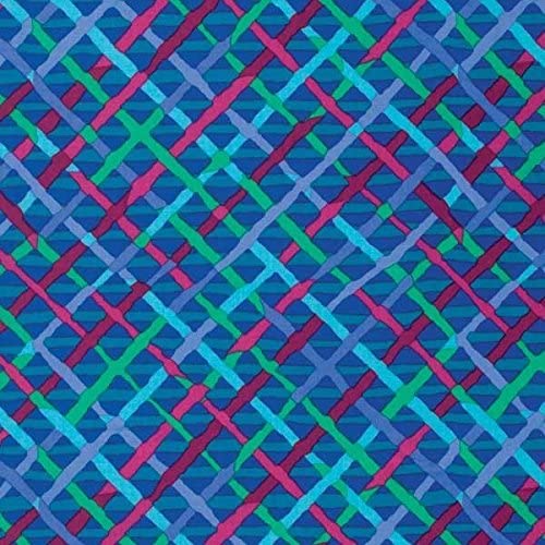 Mad Plaid Cobalt Blue Brandon Mably Classics Kaffe Fassett Collective Free Spirit Cotton Fabric