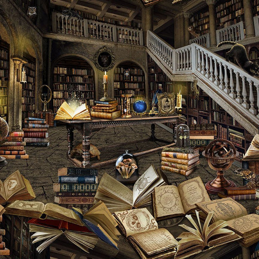 Mad Scientist Magic Haunted Library Multi Rosie Dore Timeless Treasures Cotton Fabric TT-LIBRARY-CD2529-MULTI