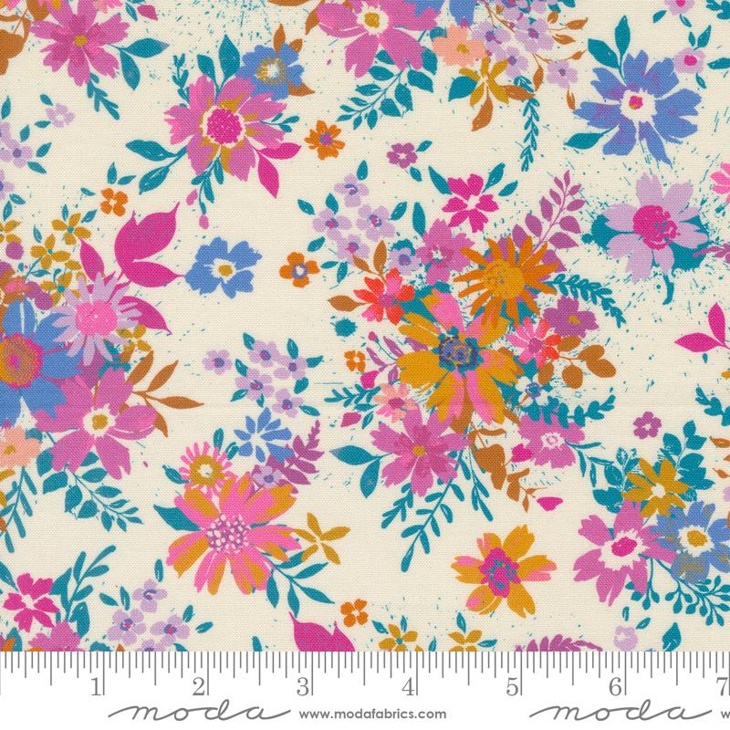 Maeve Violet Floral Daisies Pearl Multi Moda Cotton Fabric