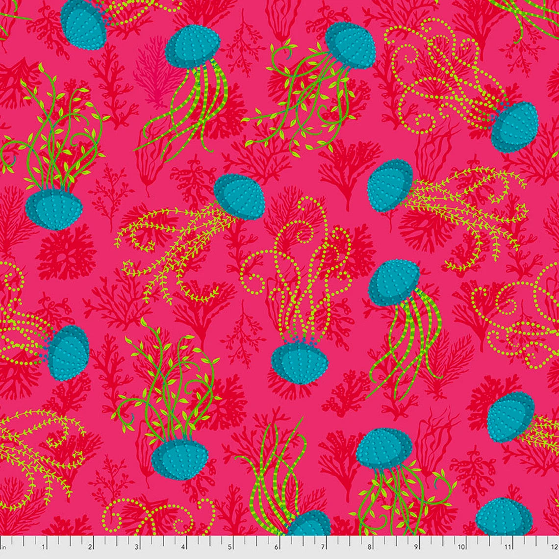 MagiCountry Aquatic Tossed Geo Pink Odile Bailloeul Free Spirit Fabrics Cotton Fabric