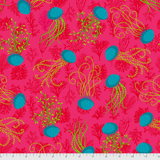 MagiCountry Aquatic Tossed Geo Pink Odile Bailloeul Free Spirit Fabrics Cotton Fabric