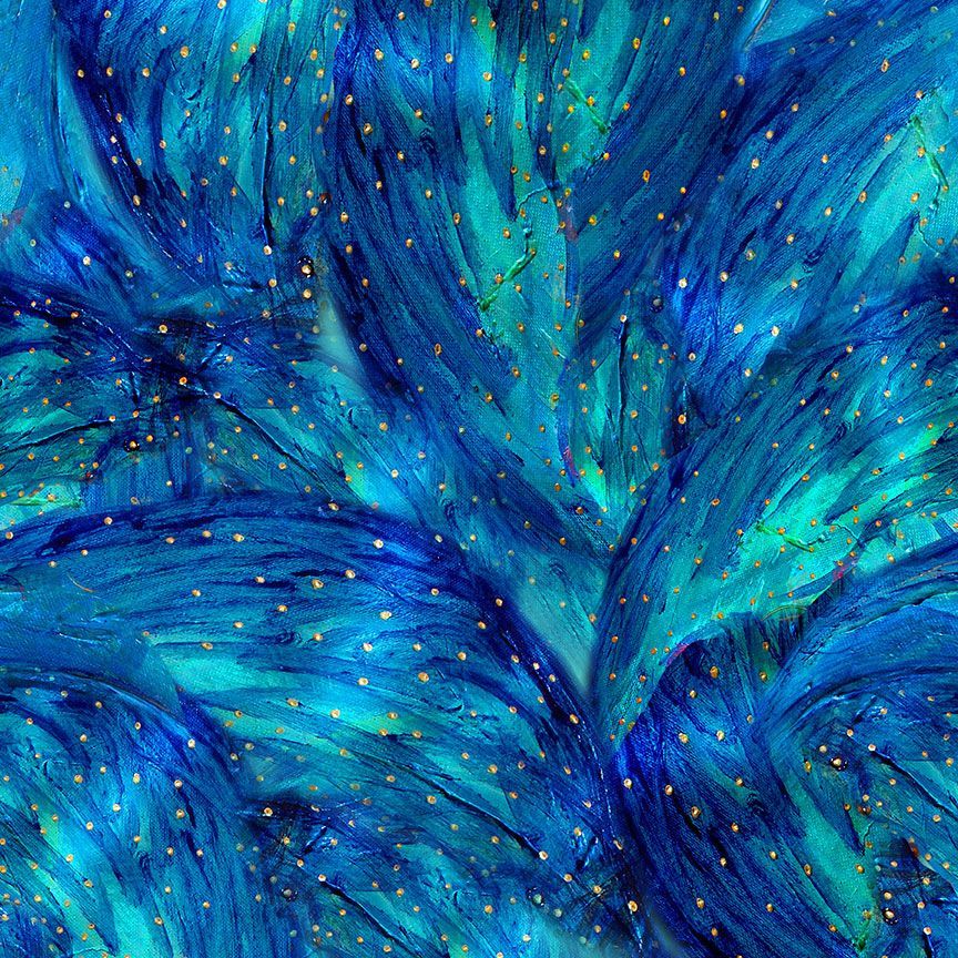 Magical Fairy Brush 108" Wide Backing Turquoise Timeless Treasures Cotton Fabric