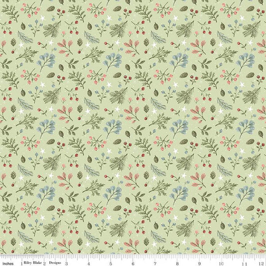 Magical Winterland Foliage Green Lisa Audit Riley Blake Cotton Fabric