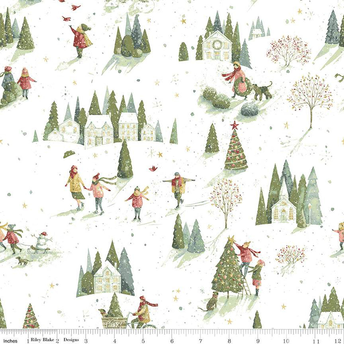 Magical Winterland Winter Scene Snow White Lisa Audit Riley Blake Cotton Fabric