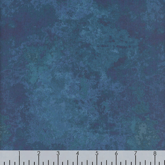 Magical Winter Woodlands Grunge Texture Medium Blue Jan Mott Henry Glass Cotton Fabric HG-3702-77