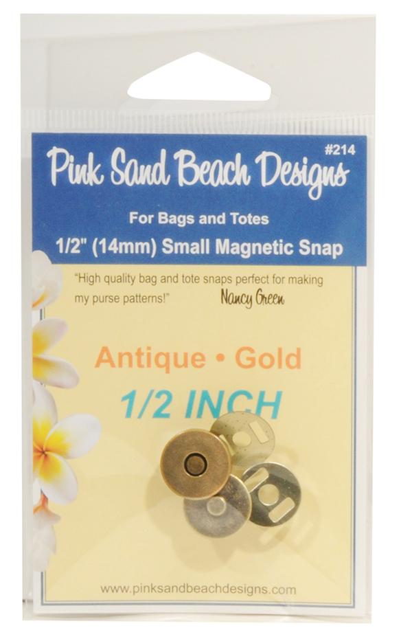 Magnet Purse Snap Small Antique Gold Pink Sand Beach PS-214