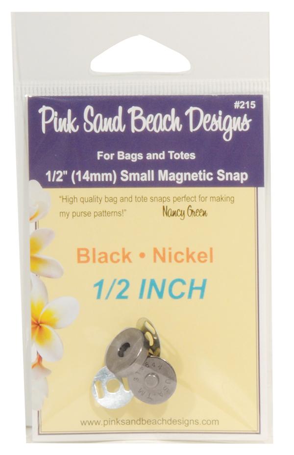 Magnet Purse Snap Small Black Nickel Pink Sand Beach PS-215