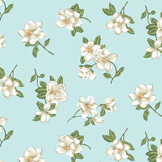 Magnolia Small Magnolia Light Blue Edyta Sitar Laundry Basket Quilt Andover Fabrics Cotton Fabric AF-A-855-LB