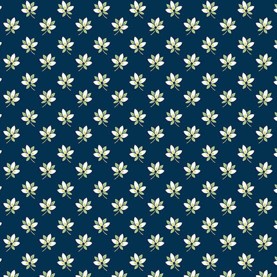 Magnolia Sprig Blue Edyta Sitar Laundry Basket Quilt Andover Fabrics Cotton Fabric AF-A-856-B