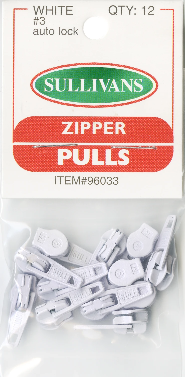 Make-A-Zipper Pulls Enamel 12ct White Sullivans Sullivans-96003