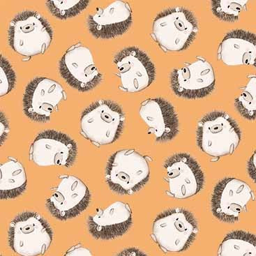 Make Believe Adorable Hedgehogs Orange Pretty Little Lines Michael Miller Cotton Fabric MM-DDC12652-ORAN-D
