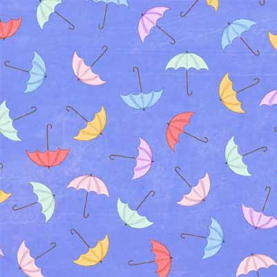 Make Believe Tossed Umbrellas Sailor Pretty Little Lines Michael Miller Cotton Fabric MM-DDC12654-SAIL-D