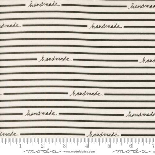 Makers Delight Handmade Stripe Text and Words Handmade Stripe White Chrissy Lux Moda Cotton Fabric MD-28103-11