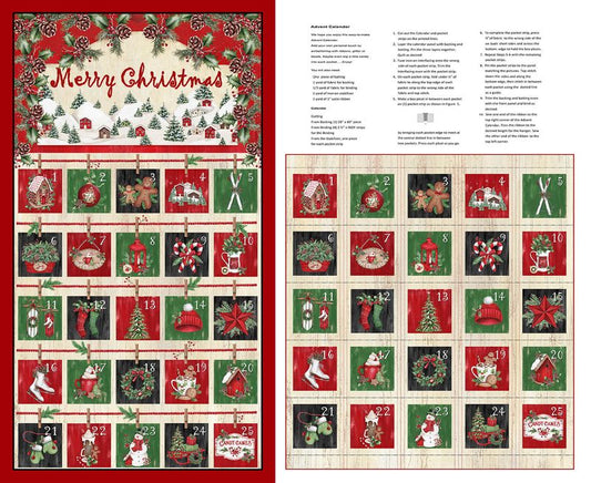 Making Spirits Bright Advent Calendar Panel 36" Emma Leach Blank Quilting Cotton Fabric