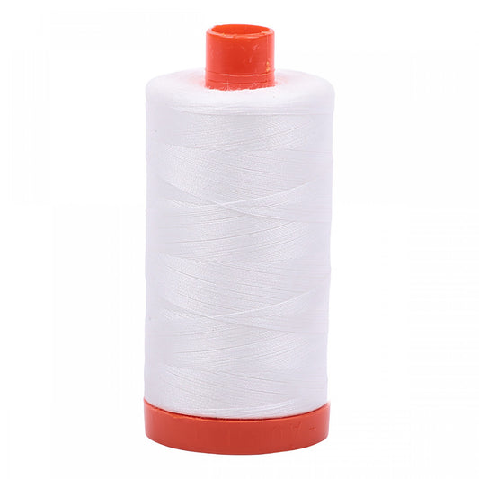 Mako Cotton Embroidery Thread Solid Natural White 50wt 1422yds Aurifil