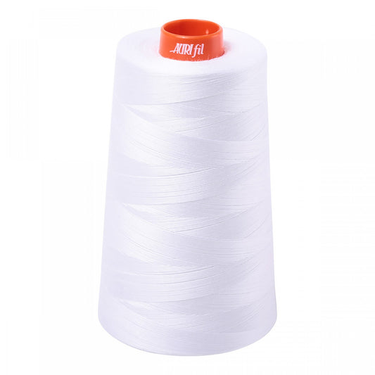 Mako Cotton Embroidery Thread Solid White 50wt 6452yds Aurifil