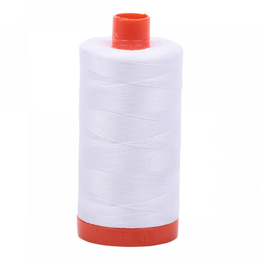 Mako Cotton Embroidery Thread Solid White 50wt 1422yds Aurifil