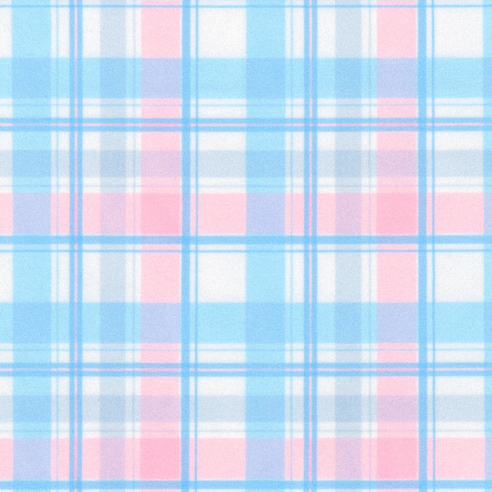 Mammoth Minky Plaid Sweet Pink Blue Robert Kaufman 58 inches wide Polyester Fabric