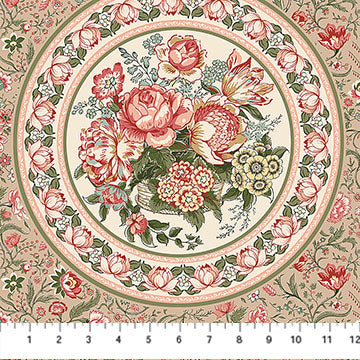 Manoir - Antiques Roadshow™ Medallion Tan Multi Deborah Edwards Northcott Fabrics Cotton Fabric NC-DP28968-13