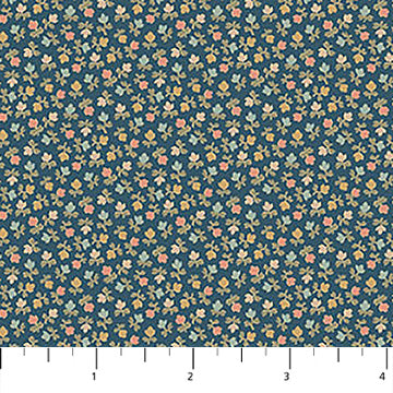 Manoir - Antiques Roadshow™ Mini Floral Teal Multi Deborah Edwards Northcott Fabrics Cotton Fabric NC-28975-68