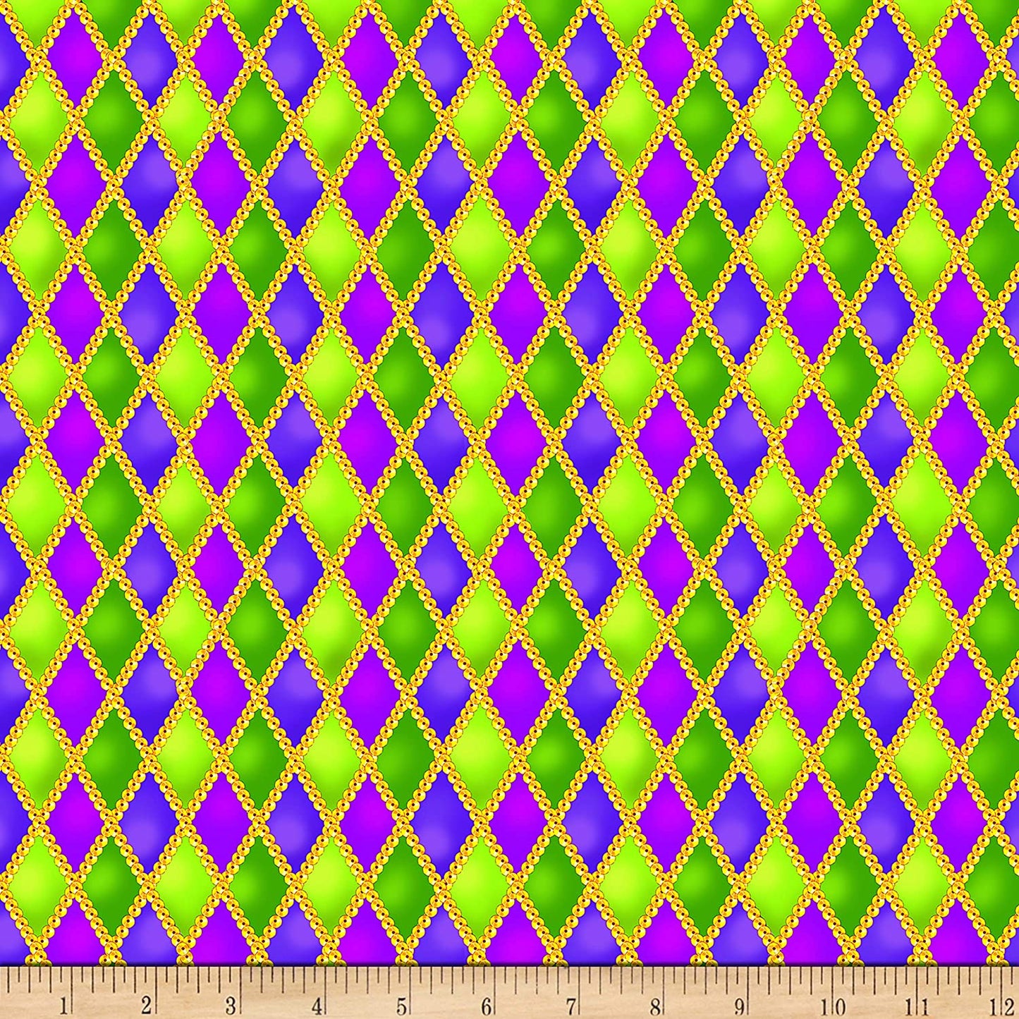 Mardi Gras Diamond Checks Timeless Treasures Cotton Fabric