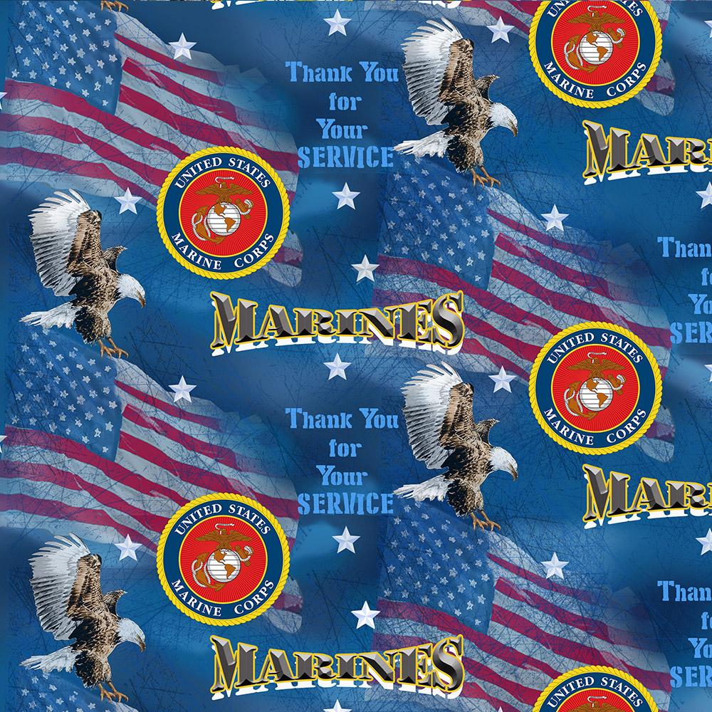 Marines Armed Forces Military Flags and Decal Allover Sykel Cotton Fabric