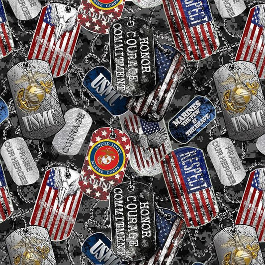 Marines Military Dog tags Sykel Cotton Fabric