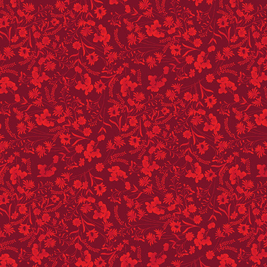 Mariposa Dance Floral Texture Red Blank Quilting Fabric Cotton Fabric