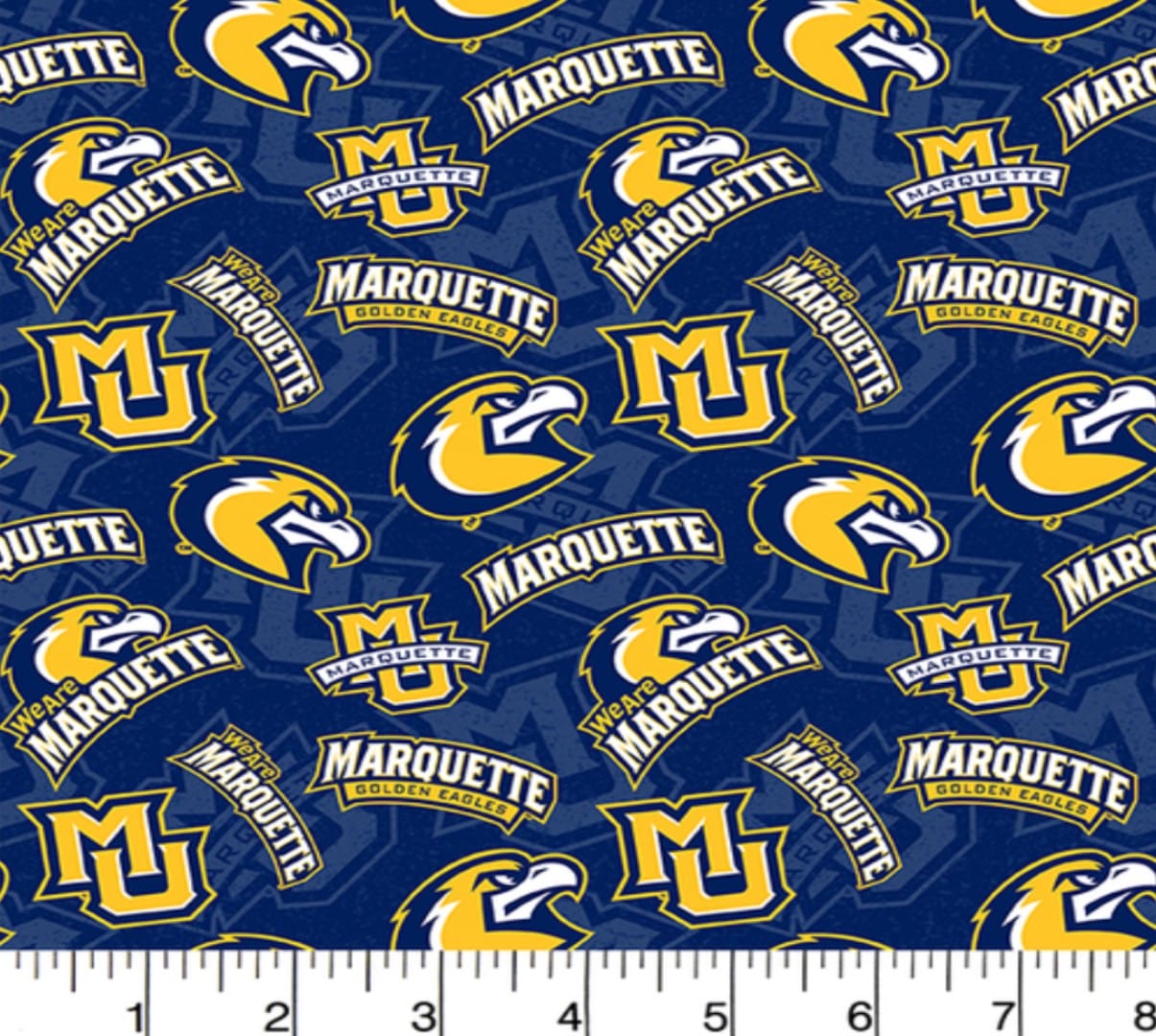 Marquette Gold Eagles NCAA College Tone on Tone Sykel Cotton Fabric