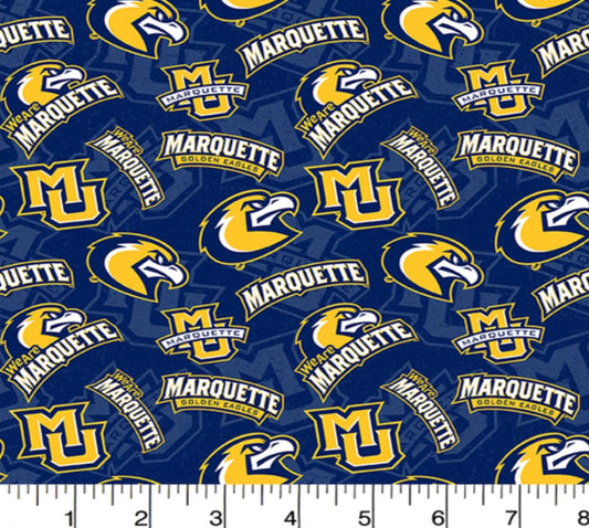 Marquette Gold Eagles NCAA College Tone on Tone Sykel Cotton Fabric