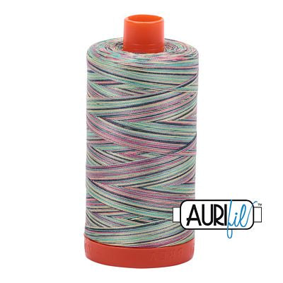 Marrakesh Pink Blue Purple Variegated Mako Thread 50wt 1300m 1422yds 6ct Aurifil AF-A1150-3817