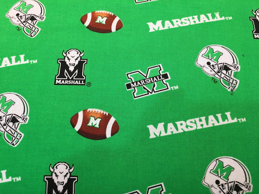 Marshall University Thundering Hurd NCAA Allover Sykel Cotton Fabric