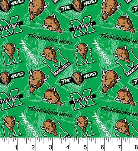 Marshall Thundering Herd NCAA College Tone on Tone Sykel Cotton Fabric