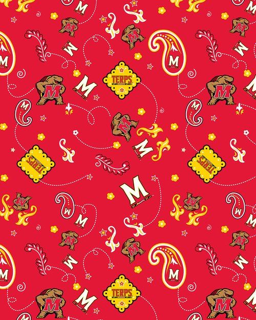 Maryland Terrapins (Terps) NCAA College Bandana Paisley Red Sykel Cotton Quilting