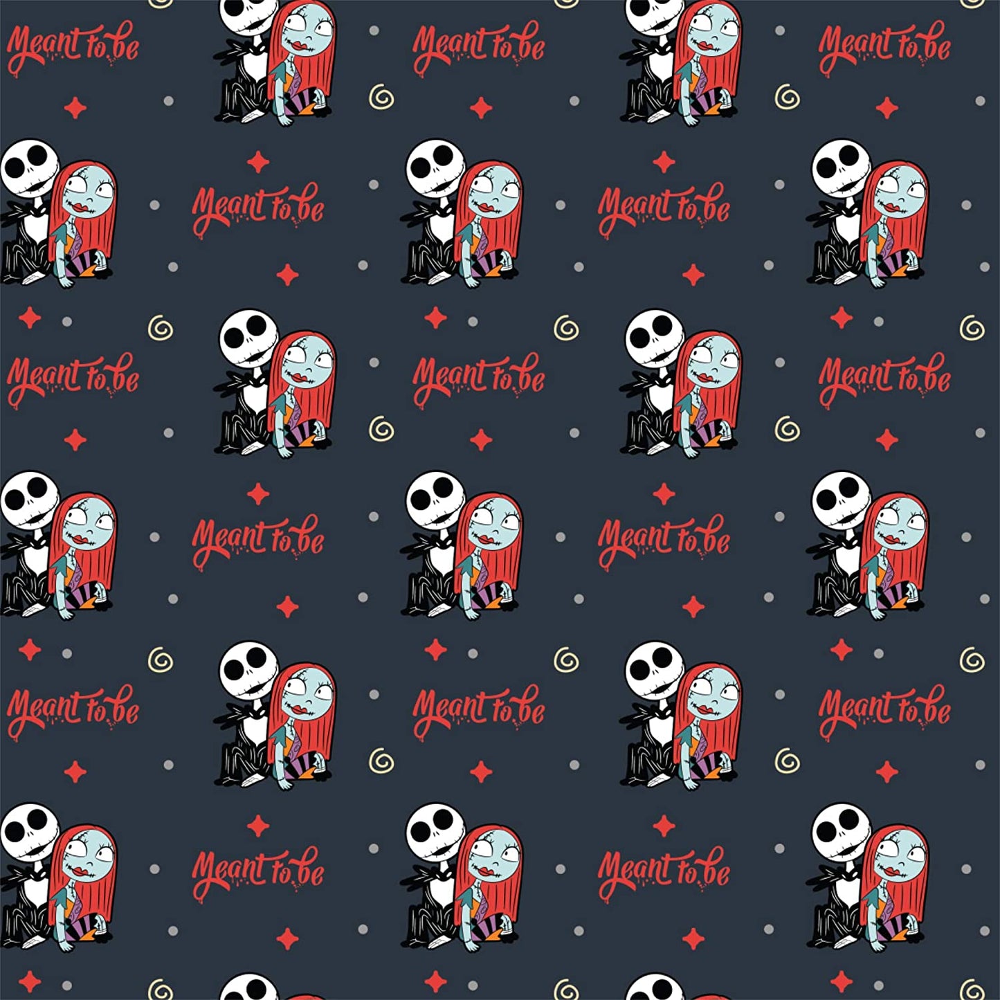 Master of Fright Nightmare Before Christmas Meant to be Sally and Jack Camelot Cotton Fabric CF-85390407-2