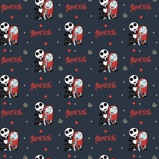 Master of Fright Nightmare Before Christmas Meant to be Sally and Jack Camelot Cotton Fabric CF-85390407-2
