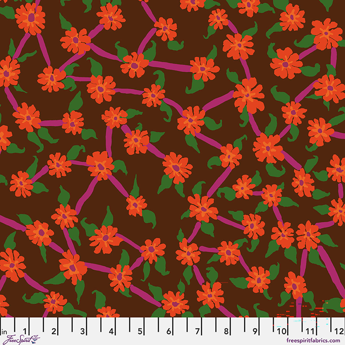 Mayflower Brown August 2026 Kaffe Fassett Collective Free Spirit Cotton Fabric FS-PWBM106.BROWN