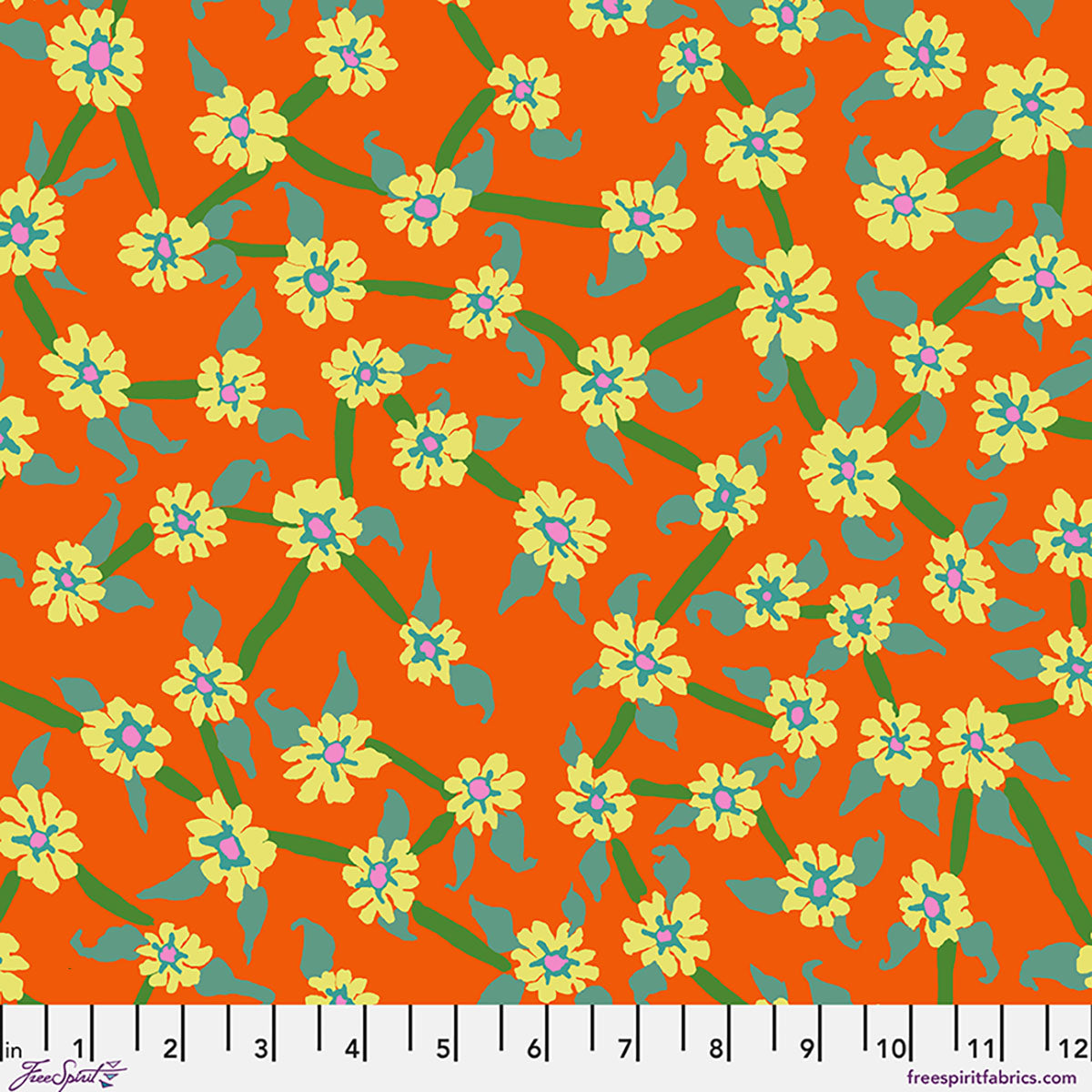 Mayflower Orange August 2026 Kaffe Fassett Collective Free Spirit Cotton Fabric FS-PWBM106.ORANGE