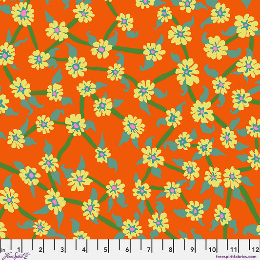 Mayflower Orange August 2026 Kaffe Fassett Collective Free Spirit Cotton Fabric FS-PWBM106.ORANGE