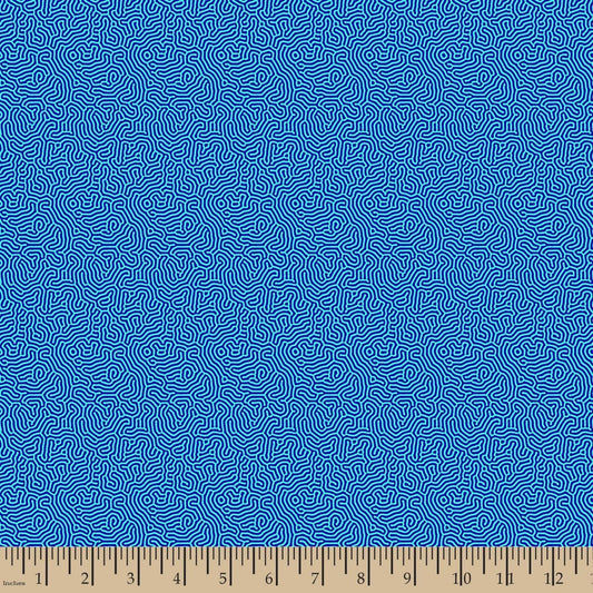 Maze Aegean Blue Patrick Lose Cotton Fabric