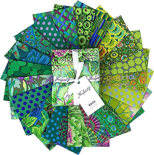 Classic Plus Meadow Green Fat Quarter Bundle 18" x 21" 20 pcs Kaffe Fassett Collective Free Spirit Cotton Fabric