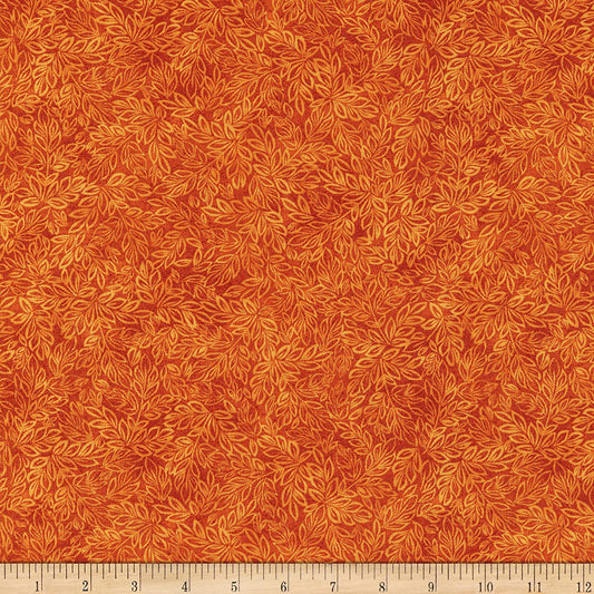 Meadow Mini Leaf Blender Amber Orange Timeless Treasures Cotton Fabric