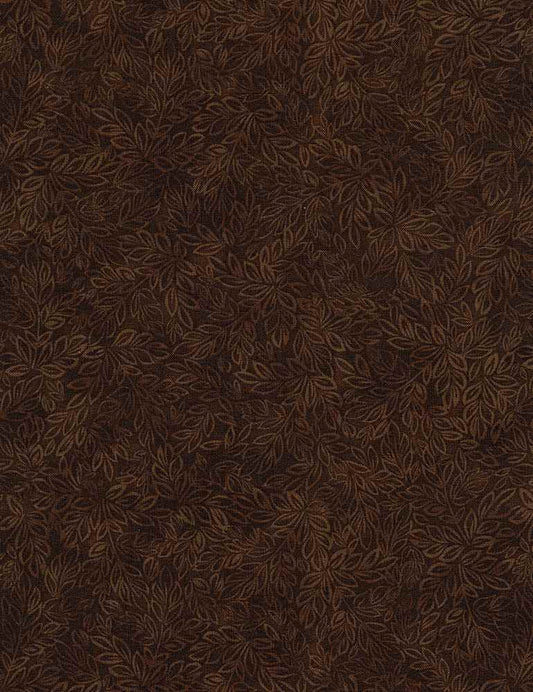 Meadow Mini Leaf Blender Bark Brown Timeless Treasures Cotton Fabric