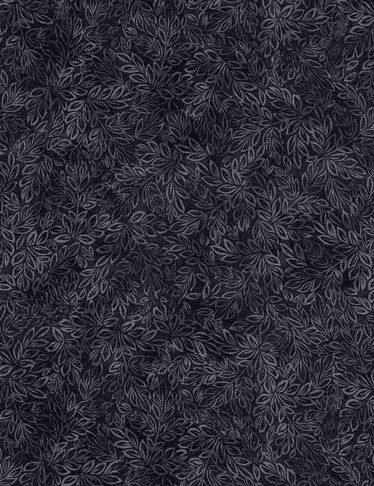 Meadow Mini Leaf Blender Charcoal Timeless Treasures Cotton Fabric