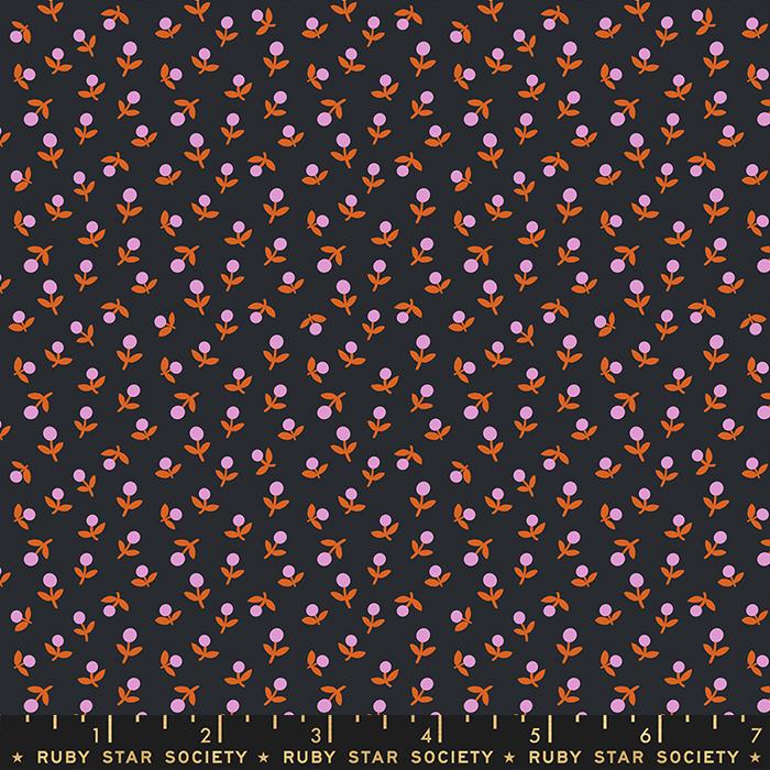 Meadow Star Sprout 30s and Retro Vintage Tossed Floral Soft Black Ruby Star Society Moda Cotton Fabric