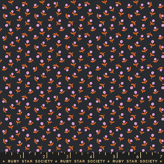 Meadow Star Sprout 30s and Retro Vintage Tossed Floral Soft Black Ruby Star Society Moda Cotton Fabric