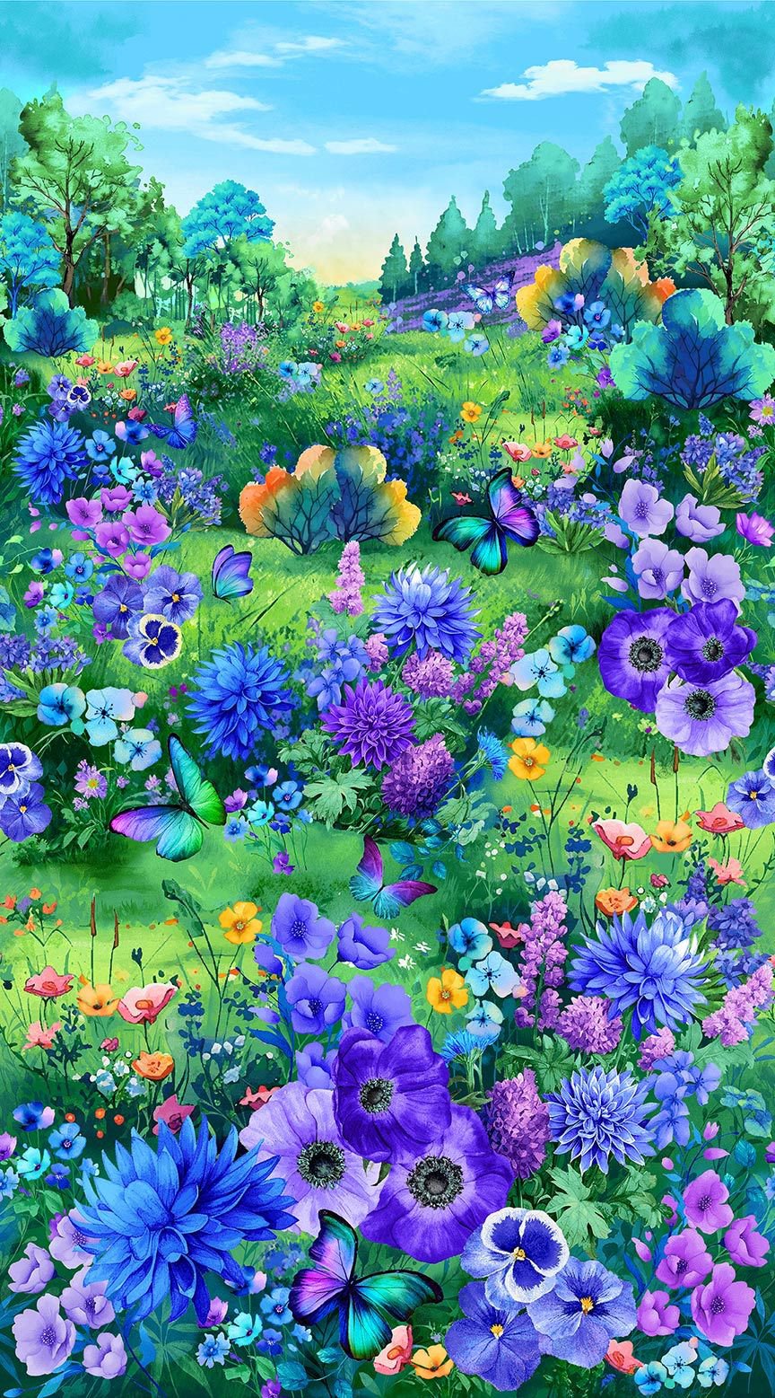 Meadow Bloom Garden Panel 24" Multi Chong-A-Hwang Timeless Treasures Cotton Fabric TT-PANEL-CD3950-MULTI