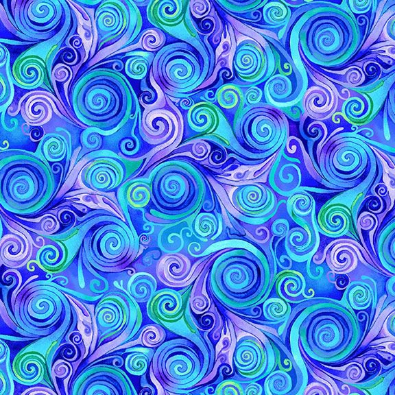 Meadow Bloom Swirl Pattern Purple Chong-A-Hwang Timeless Treasures Cotton Fabric TT-MEADOW-CD3957-PURPLE