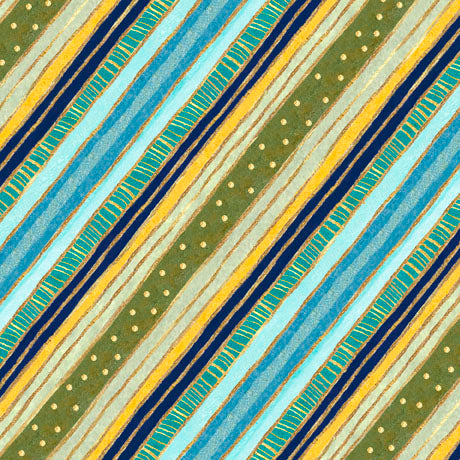 Mediterranea Diagonal Decorative Stripe Multi Jocelyn Benford Quilting Treasures Cotton Fabric